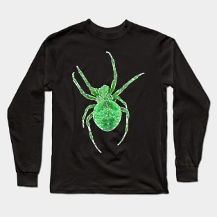 Green Spider Orb-Weaver Watercolor Style Long Sleeve T-Shirt